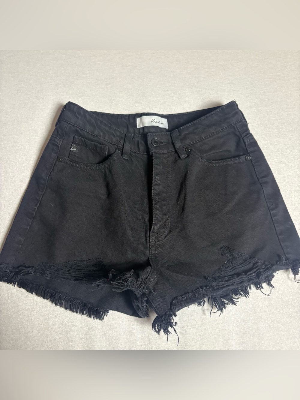 Kancan Estilo Distressed High-Rise Denim Shorts Black size small